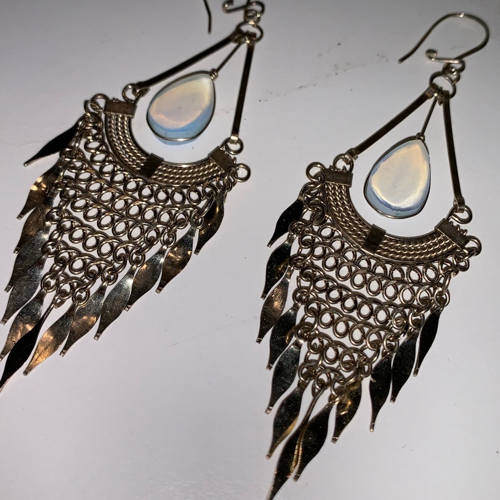 Opalite and German Silver earrings
